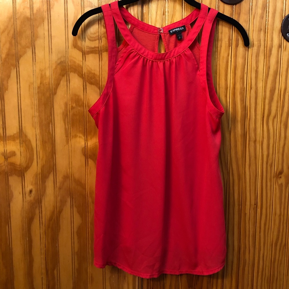 Express Reddish Coral Mixed Media Top!